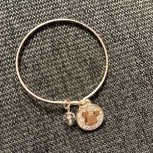 Silver and Rose Gold Mickey Charm Bangle Bracelet